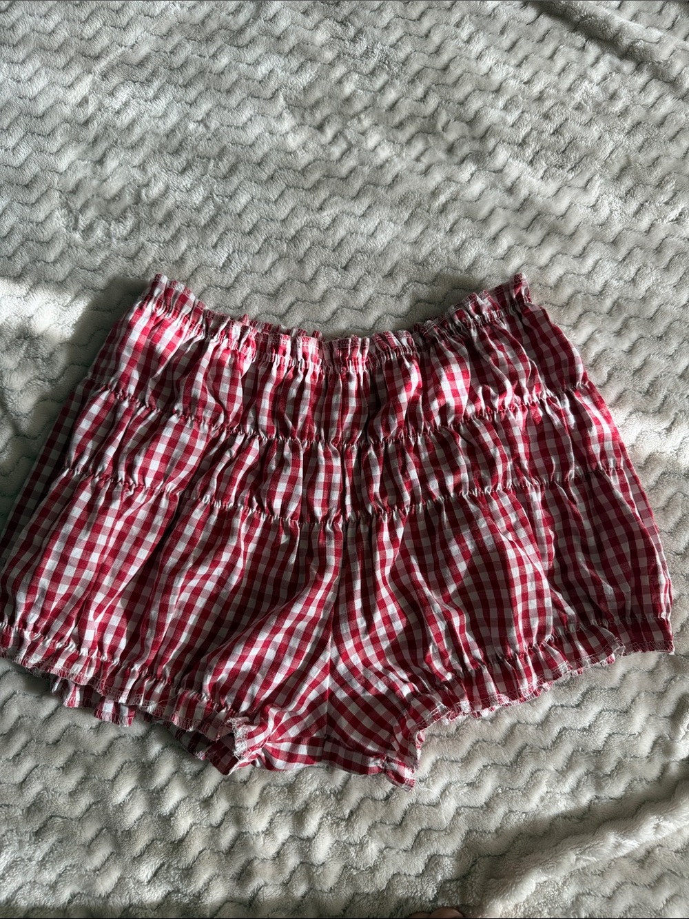 Red Gingham Women's Elastic Waist Shorts